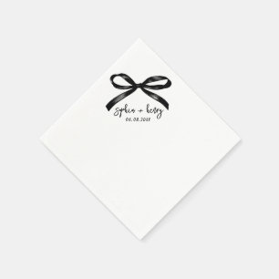 Serviette En Papier Main Tirée noir Bow Simple Cocktail Mariage Napk