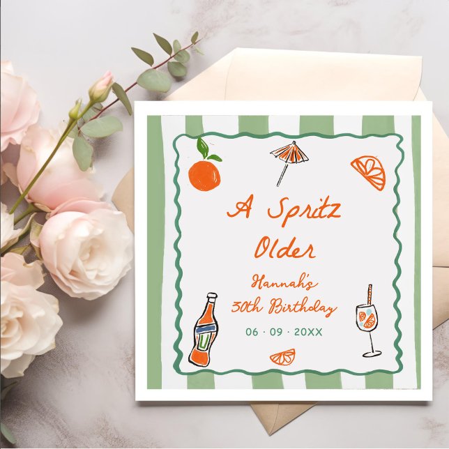 Serviette En Papier Main Tirée Un Spritz Anniversaire Fête (Créateur téléchargé)