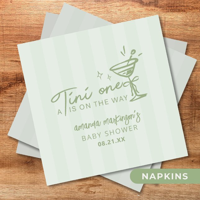 Serviette En Papier Main Verte Tirée Un Tini Un Baby shower (Créateur téléchargé)