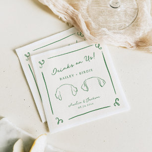 Serviette En Papier Main Whimsical Tirée Green Mariage Oreilles de chi