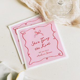 Serviette En Papier Main Whimsical Tirée Rose & Douche Rouge