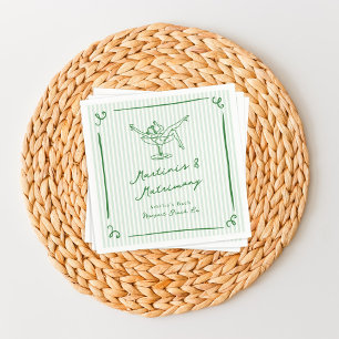 Serviette En Papier Main Whimsical Tirée Vert Martinis & Mariage