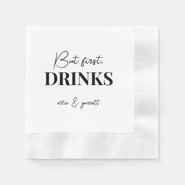 Serviette En Papier Mais D'Abord, Bois. Mariage du dîner de répétition (Devant)