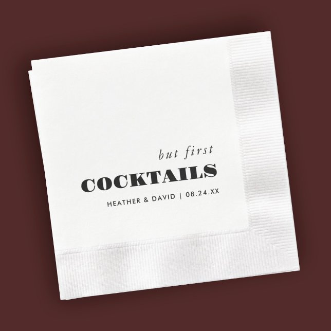 Serviette En Papier Mais Les Premiers Cocktails Mariage Bar Napkins (Créateur téléchargé)