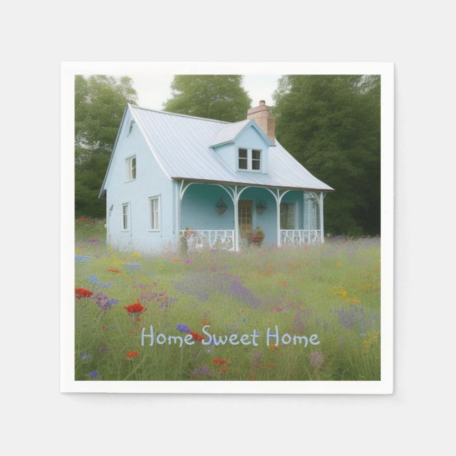 Serviette En Papier Maison bleue Réchauffement (Devant)