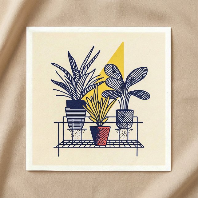 Serviette En Papier Maison Botanique moderne en pots Plante Illustrati (Créateur téléchargé)