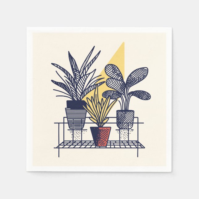 Serviette En Papier Maison Botanique moderne en pots Plante Illustrati (Devant)