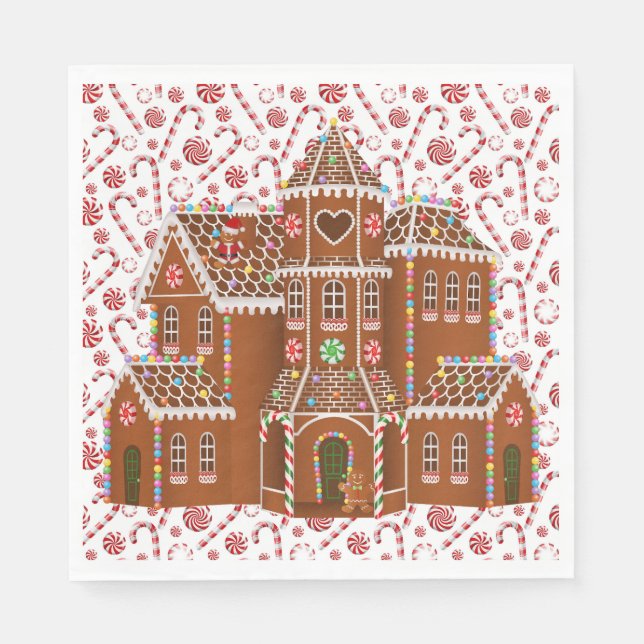 Serviette En Papier Maison de pain d'épices (Devant)