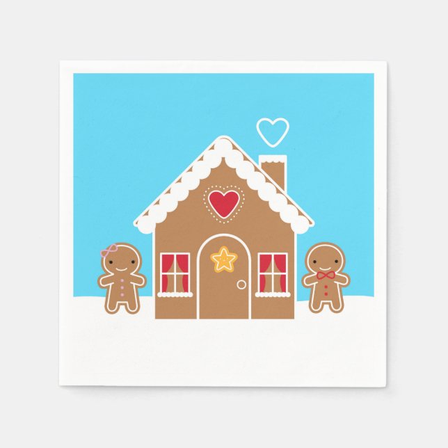 Serviette En Papier Maison de pain d'épices de Noël Kawaii (Devant)