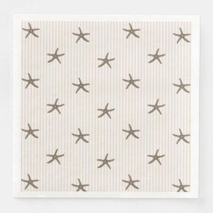 Serviette En Papier Maison de plage côtière étoile de mer rayure beige