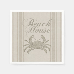 Serviette En Papier Maison de plage crabe rivage côtier vintage