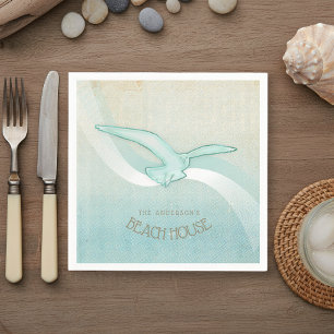 Serviette En Papier Maison de plage Seagull Aqua Blue ID623