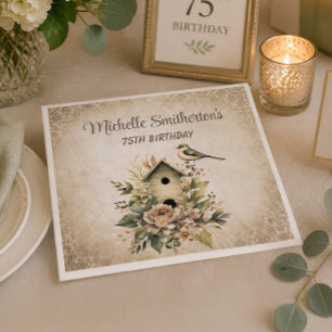 Serviette En Papier Maison d'oiseau Botanique Nature 75e Anniversaire