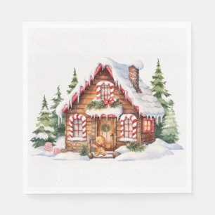 Serviette En Papier Maison En Pain D'Or De Noël En Neige