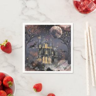 Serviette En Papier Maison hantée   Arbre à Pleines lunes Éffrayantes 