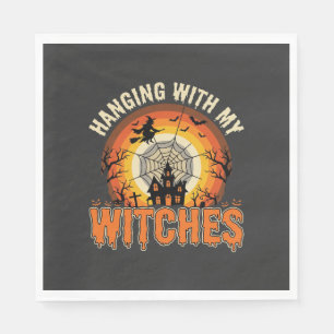 Serviette En Papier Maison Hantée d'Halloween avec mes Sorcières