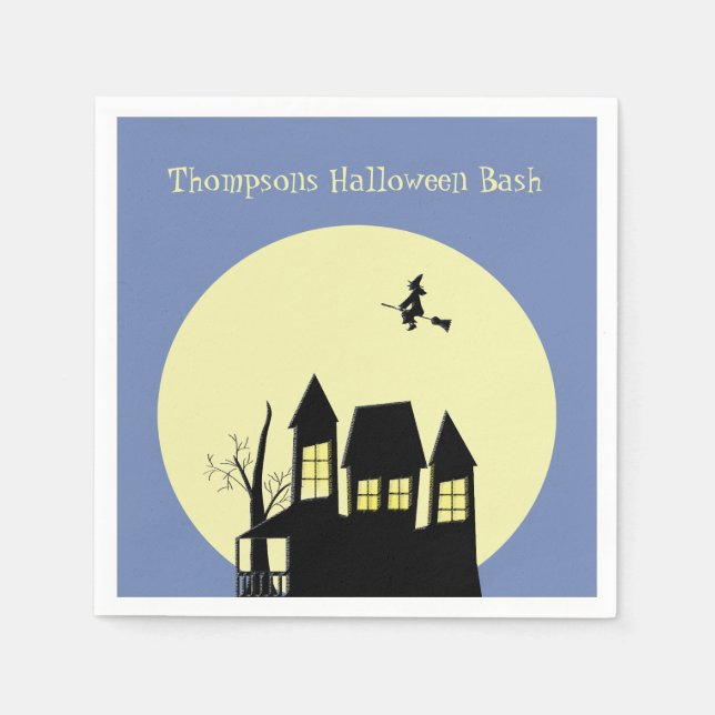 Serviette En Papier Maison hantée et sorcière volante (Devant)