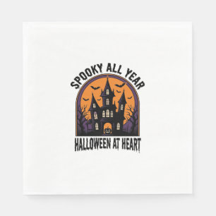 Serviette En Papier Maison hantée Halloween Gravure vintage Art effray