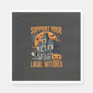 Serviette En Papier Maison Hantée Halloween Soutenez Vos Sorcières Loc