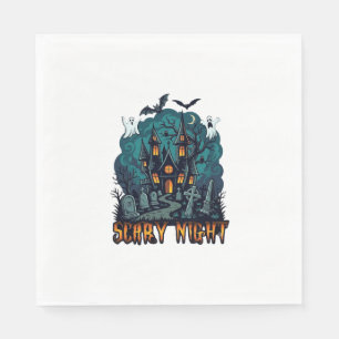 Serviette En Papier Maison Hantée Nuit Effrayante Fantômes Cimetière