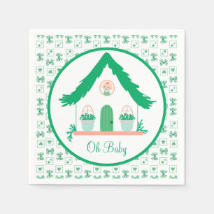 Serviette En Papier Maison verte personnalisée Oh Baby shower
