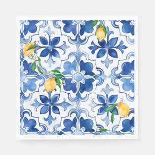 Serviette En Papier Majolica, citron, carreaux siciliens,
