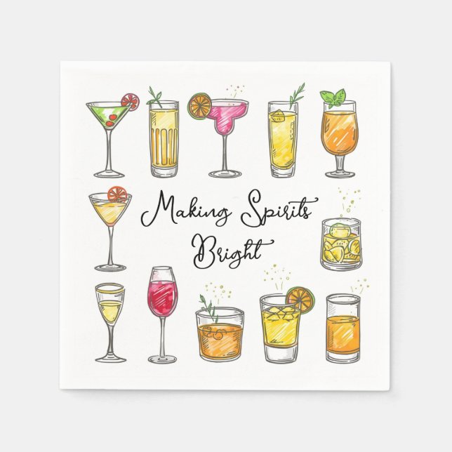 Serviette En Papier Making Spirits Bright Christmas Cocktail (Devant)