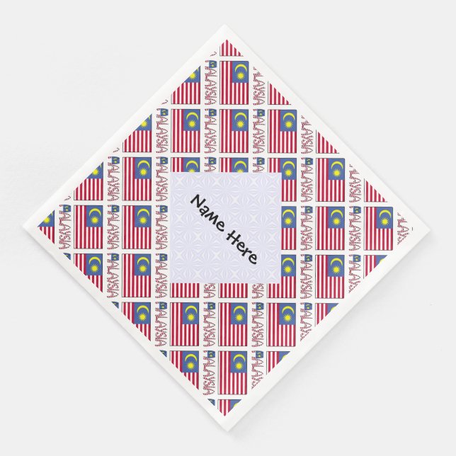 Serviette En Papier Malaisie Drapeau Carrelé Noir Personnalisation (Coin)