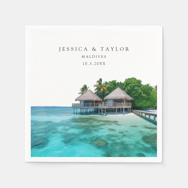 Serviette En Papier Maldives Mariage Custom Photo Cocktail Napkins (Devant)