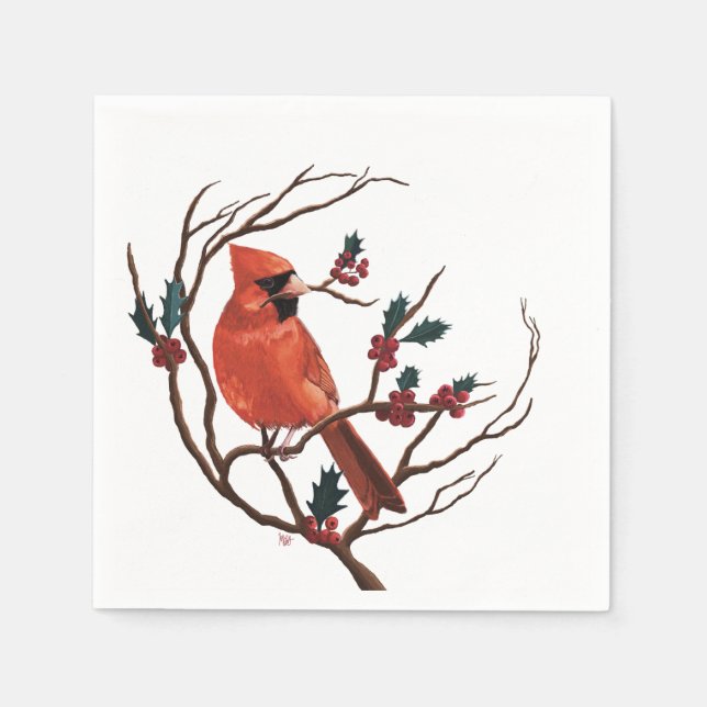 Serviette En Papier Male Cardinal Holiday Napkin (Devant)