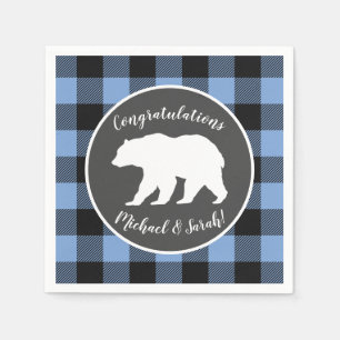 Serviette En Papier Mama Bear Baby shower Woodland Lodge Boy Blue