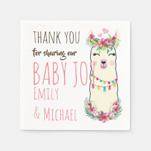 Serviette En Papier Mama Llama Cute Girls Floral Baby shower Party