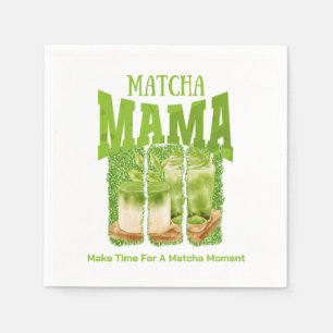 Serviette En Papier MAMA MATCHA Thé Vert Pailleté Cadeau Maman Cafecor