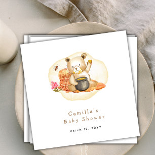Serviette En Papier Mama To Bee Teddy Bear Honeycomb Baby shower
