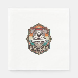Serviette En Papier Maman Chien Os Bandana Cadre Vintage_1