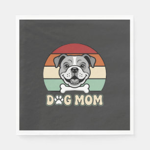 Serviette En Papier Maman Chien Rétro Bulldog Vector
