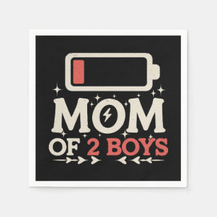 Serviette En Papier Maman de 2 garçons batterie faible drôle de fête d