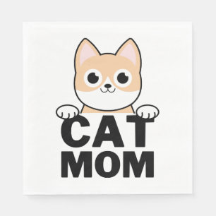 Serviette En Papier Maman de chat drôle