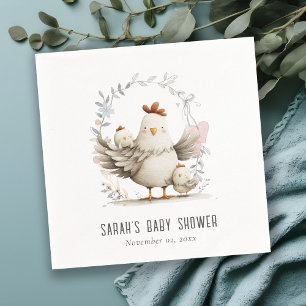 Serviette En Papier Maman de la ferme mignonne et bébé poussin floral