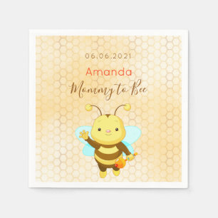 Serviette En Papier Maman to Bee Baby shower jaune mignon