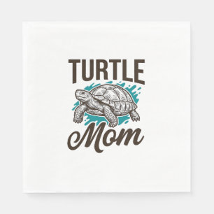 Serviette En Papier Maman Tortue Gravure Vintage Design Vectoriel_1