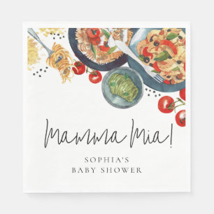 Serviette En Papier Mamma Mia ! Aquarelle Baby shower alimentaire ital