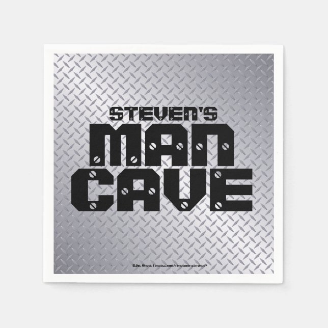 Serviette En Papier Man Cave Acier Inoxydable Plaque Diamant Napkins (Devant)