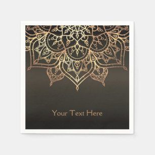 Serviette En Papier Mandala Doré  Bronze Brun Terreux Moderne Soirée