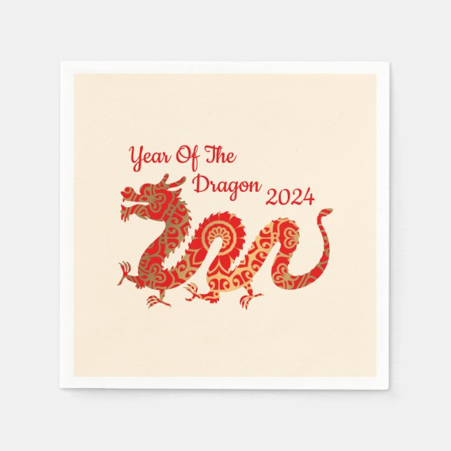 Serviette En Papier Mandala Dragon 2024 - Nouvel An chinois (Devant)