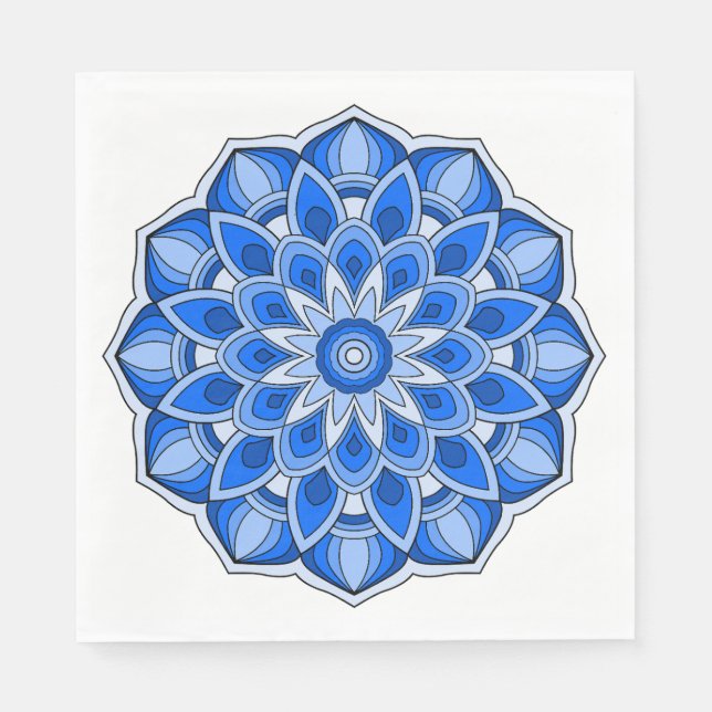 Serviette En Papier Mandala en bleu (Devant)