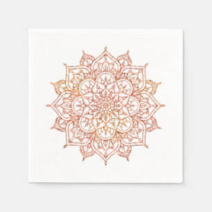 Serviette En Papier Mandala rose et orange sur Glam blanc