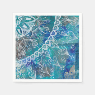 Serviette En Papier Mandala turis et bleu