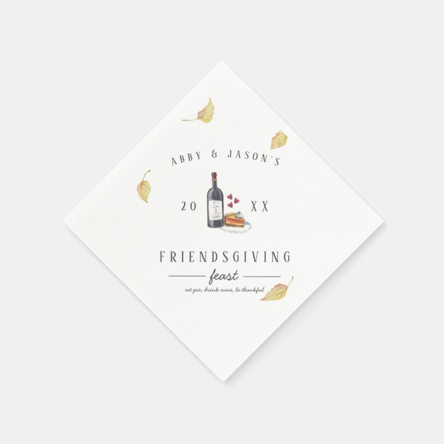 Serviette En Papier Mange De La Tarte, Bois Du Vin, Sois Reconnaissant (Coin)