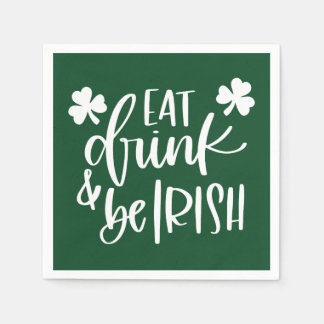 Serviette En Papier Manger Boire Être Irlandais Texte Design Fête